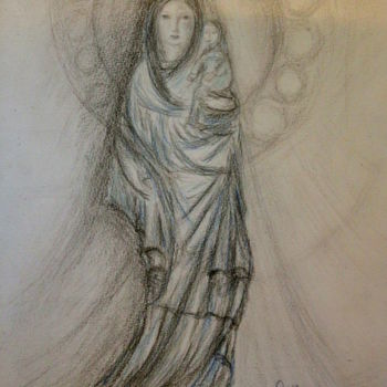 Drawing titled "etude de statue de…" by Sylvie Ollivier, Original Artwork, Conté