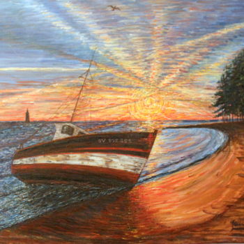 Peinture intitulée "crepuscule" par Sylvie Ollivier, Œuvre d'art originale, Huile