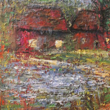 Painting titled "au-bord-de-l-etang" by Sylvie Ollivier, Original Artwork, Oil