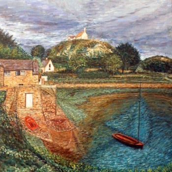 Pintura intitulada "barques" por Sylvie Ollivier, Obras de arte originais, Óleo