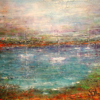 Painting titled "paysage breton" by Sylvie Ollivier, Original Artwork, Oil