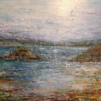 Painting titled "mer bretonne" by Sylvie Ollivier, Original Artwork, Oil