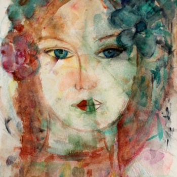 Peinture intitulée "jeune fille" par Sylvie Ollivier, Œuvre d'art originale, Aquarelle