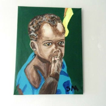 Painting titled "enfant" by Sylvie Mabille, Original Artwork, Acrylic