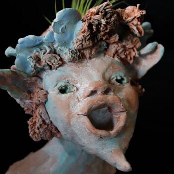 Sculpture intitulée "Fils de Pan" par Sylvie Magnien, Œuvre d'art originale, Argile