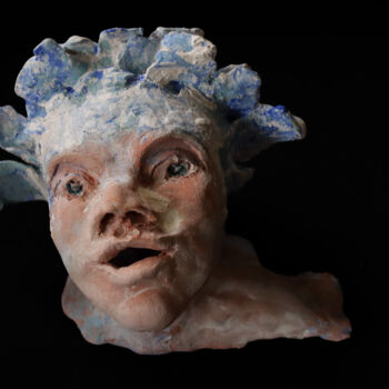 Sculpture intitulée "Comme un poisson da…" par Sylvie Magnien, Œuvre d'art originale, Argile