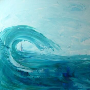 Painting titled "La vague" by Sylvie Mallet, Original Artwork, Acrylic