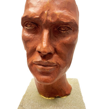 Скульптура под названием "Gary" - Sylvie Mathiswan, Подлинное произведение искусства, Терракота