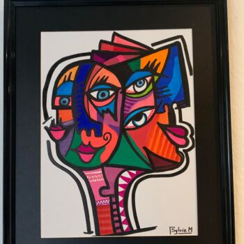 Painting titled "Tableau art contemp…" by Sylvie Mercadier Cougoule, Original Artwork, Acrylic Mounted on Cardboard