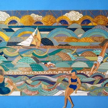 Peinture intitulée "Molitor plage" par Sylvie Merigoux, Œuvre d'art originale, Acrylique Monté sur Autre panneau rigide