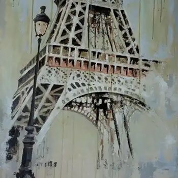 Painting titled "Tour Eiffel" by Sylvie Phrachias, Original Artwork, Gouache
