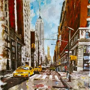 Painting titled "New York" by Sylvie Phrachias, Original Artwork, Gouache