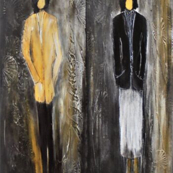 Peinture intitulée "défilé mode" par Sylvie Pinon, Œuvre d'art originale, Acrylique Monté sur Panneau de bois