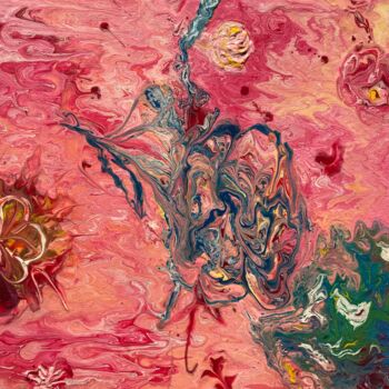 Картина под названием "Couleurs folles Rose" - Sylvie Prade, Подлинное произведение искусства, Акрил Установлен на Деревянна…