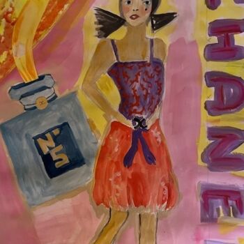 Painting titled "CHANEL" by Sylvie Rivalta Galtier, Original Artwork, Watercolor