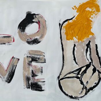 Pintura titulada "LOVE" por Sylvie Rivalta Galtier, Obra de arte original, Acuarela