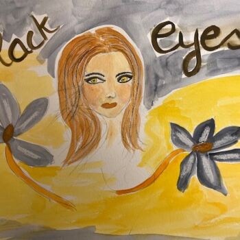 Картина под названием "black eyes" - Sylvie Rivalta Galtier, Подлинное произведение искусства, Акварель