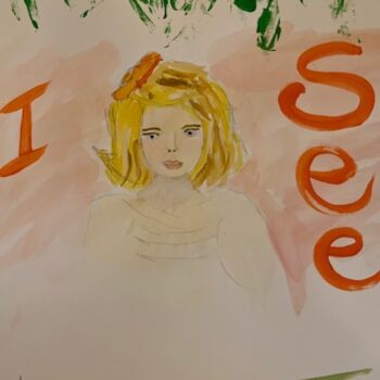Schilderij getiteld "I SEE" door Sylvie Rivalta Galtier, Origineel Kunstwerk, Aquarel