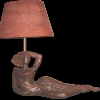 Sculpture intitulée "Lampe Femme Fatale" par Sylvie Roger-Boucher, Œuvre d'art originale, Terre cuite