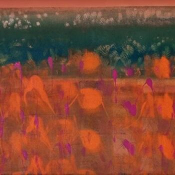 Pintura titulada "Flamants roses" por Sylvie Rumo, Obra de arte original, Acrílico Montado en Bastidor de camilla de madera