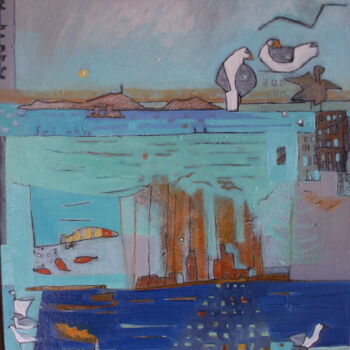 Картина под названием "Terre des Hommes" - Sylvie Serre, Подлинное произведение искусства, Масло