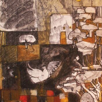 Pittura intitolato "la colombe" da Sylvie Serre, Opera d'arte originale, Olio