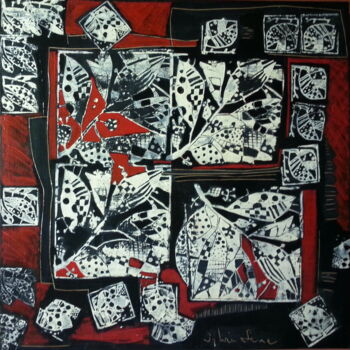 Peinture intitulée "Feuillages rouges" par Sylvie Serre, Œuvre d'art originale, Acrylique