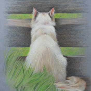 Drawing titled "Babou chasse" by Sylvie Talon, Original Artwork, Pencil