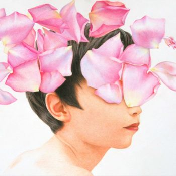 Dibujo titulada "Idées roses" por Sylvie Talon, Obra de arte original, Lápiz