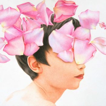 Drawing titled "Idées roses" by Sylvie Talon, Original Artwork, Pencil