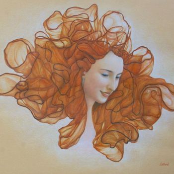 Рисунок под названием "Mademoiselle A." - Sylvie Talon, Подлинное произведение искусства, Карандаш