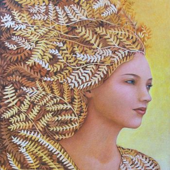 Desenho intitulada "Forêt d'or" por Sylvie Talon, Obras de arte originais, Lápis