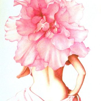 Desenho intitulada "Azalée" por Sylvie Talon, Obras de arte originais, Lápis