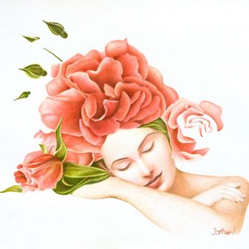 Desenho intitulada "Rosedort" por Sylvie Talon, Obras de arte originais, Lápis