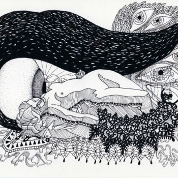 Tekening getiteld "Pierrine" door Sylvie Talon, Origineel Kunstwerk, Inkt