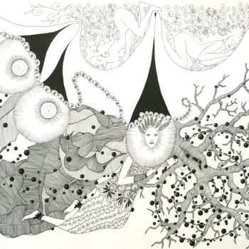 图画 标题为“Je déménage” 由Sylvie Talon, 原创艺术品, 墨