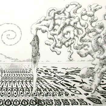 Desenho intitulada "Une pensée pour Moë…" por Sylvie Talon, Obras de arte originais, Tinta