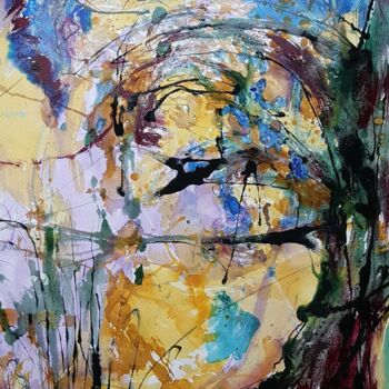 Painting titled ""Parmi les arbres"…" by Sylvie Touzery, Original Artwork, Acrylic