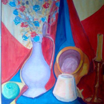 Painting titled "les pots" by Sylvie Trapier (Luc LUFA), Original Artwork, Oil