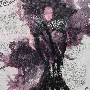 Картина под названием "La petite robe noire" - Lili Ks, Подлинное произведение искусства, Чернила Установлен на картон