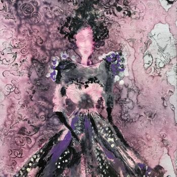 Schilderij getiteld "Pink lady" door Lili Ks, Origineel Kunstwerk, Inkt Gemonteerd op Karton