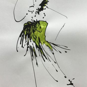 Drawing titled "Apple lady" by Lili Ks, Original Artwork, Ink