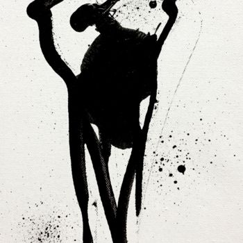 Drawing titled "Strike the pose" by Lili Ks, Original Artwork, Ink Mounted on Wood Stretcher frame