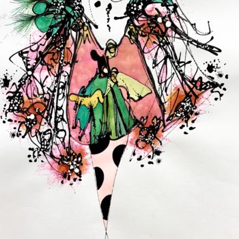Desenho intitulada "Happy fashion" por Lili Ks, Obras de arte originais, Tinta
