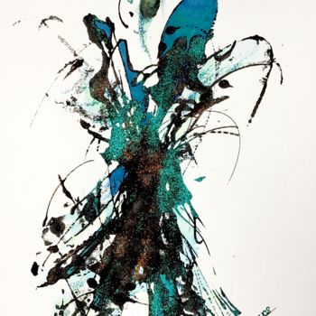 Dessin intitulée "Demoiselle en turqu…" par Lili Ks, Œuvre d'art originale, Encre