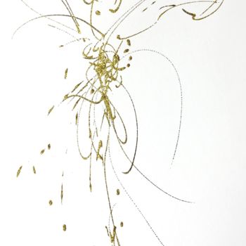 Drawing titled "Ailes d’or" by Lili Ks, Original Artwork, Ink