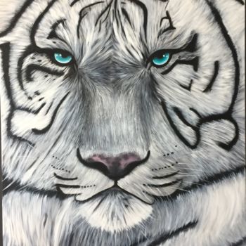 Peinture intitulée "Le Tigre Blanc" par Sylvie Walter, Œuvre d'art originale, Huile