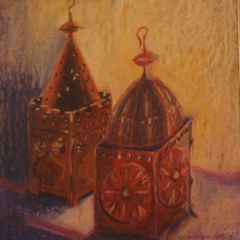 Painting titled "photophores" by Sylvie Amans Martini, Original Artwork
