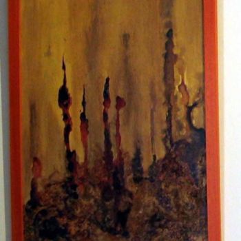 Painting titled "stalagmites" by Sylvie Amans Martini, Original Artwork