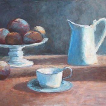Painting titled "pot bleu" by Sylvie Beuzen, Original Artwork